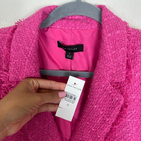 Ann Taylor Pink Tweed Blazer • Sz 16 • NWT - Picture 3 of 8